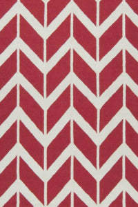 RED AND IVORY HERRINGBONE HAND WOVEN DHURRIE by Imperial Knots - Image 2