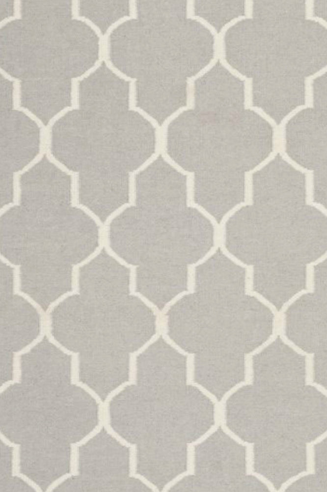 GREY IVORY MOROCCAN HAND WOVEN DHURRIE