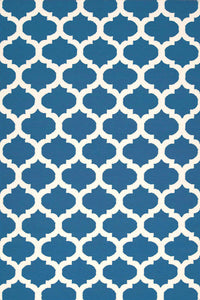 BLUE AND WHITE MOROCCAN HAND WOVEN DHURRIE by Imperial Knots - Image 1
