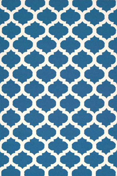 BLUE AND WHITE MOROCCAN HAND WOVEN DHURRIE