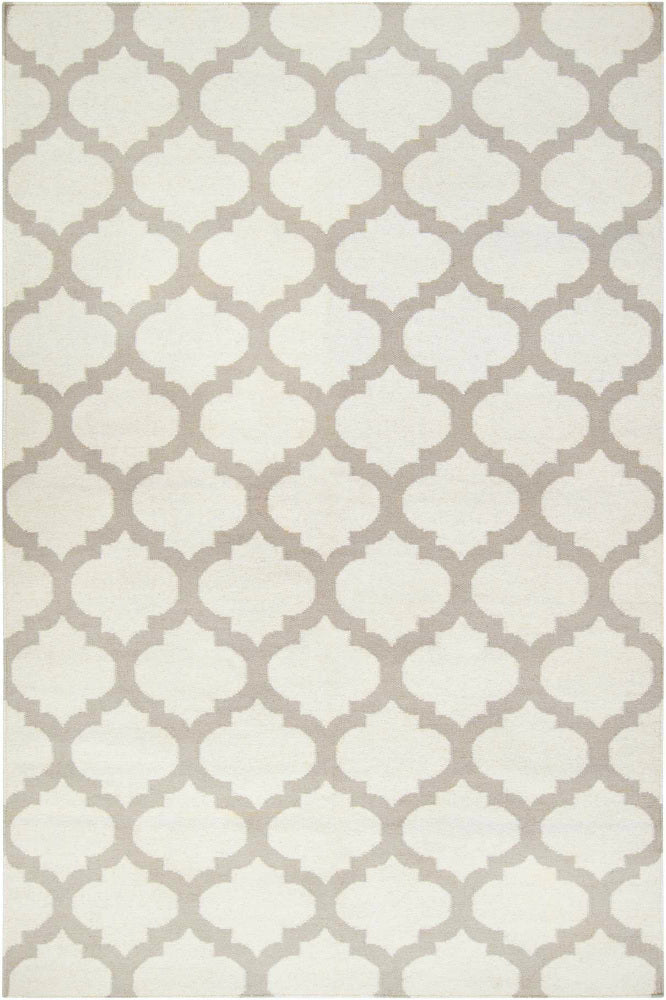 IVORY AND GREY MOROCCAN HAND WOVEN DHURRIE