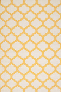 YELLOW AND IVORY MOROCCAN HAND WOVEN DHURRIE by Imperial Knots - Image 1
