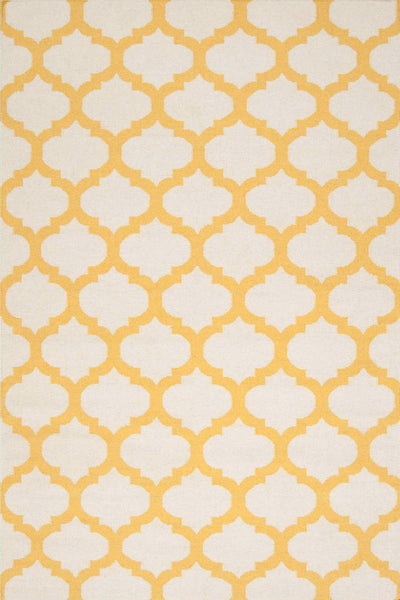 YELLOW AND IVORY MOROCCAN HAND WOVEN DHURRIE