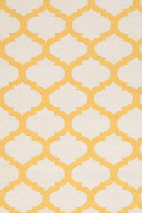 YELLOW AND IVORY MOROCCAN HAND WOVEN DHURRIE by Imperial Knots - Image 2