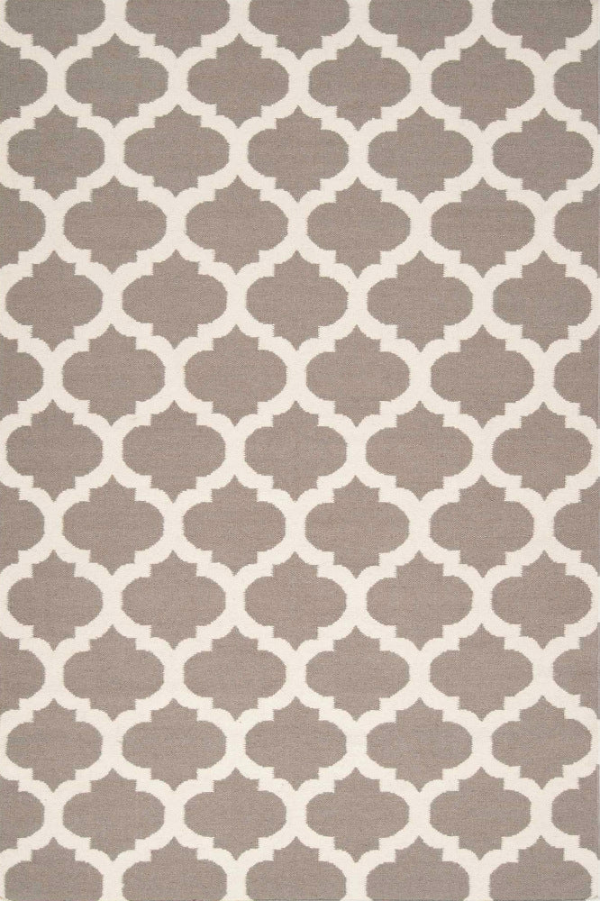 GREY AND IVORY MOROCCAN HAND WOVEN DHURRIE