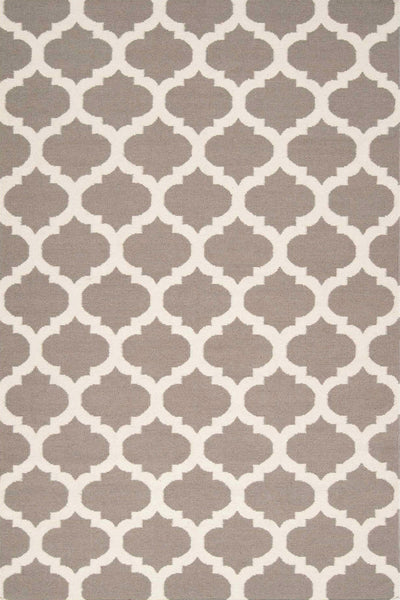 GREY AND IVORY MOROCCAN HAND WOVEN DHURRIE