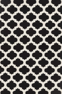BLACK AND WHITE MOROCCAN HAND WOVEN DHURRIE by Imperial Knots - Image 1