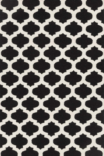 BLACK AND WHITE MOROCCAN HAND WOVEN DHURRIE