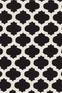 BLACK AND WHITE MOROCCAN HAND WOVEN DHURRIE by Imperial Knots - Image 2