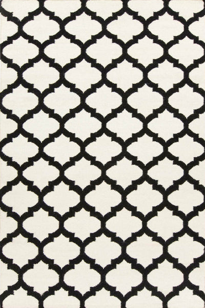 BLACK AND WHITE MOROCCAN HAND WOVEN DHURRIE