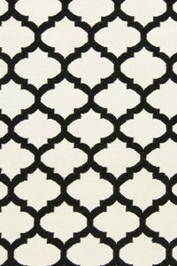 BLACK AND WHITE MOROCCAN HAND WOVEN DHURRIE by Imperial Knots - Image 2