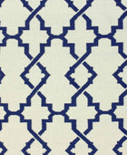 IVORY AND BLUE TRELLIS HAND WOVEN DHURRIE