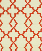 IVORY AND RED TRELLIS HAND WOVEN DHURRIE - Imperial Knots