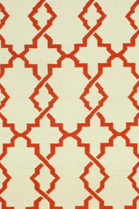 IVORY AND RED TRELLIS HAND WOVEN DHURRIE by Imperial Knots - Image 2