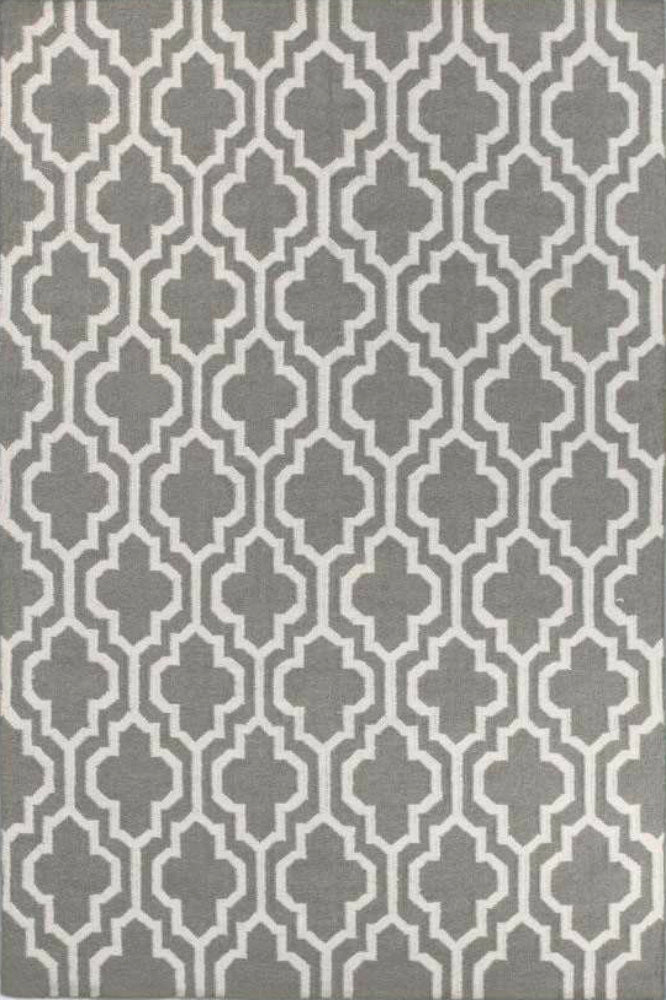 GREY IVORY MOROCCAN HAND WOVEN DHURRIE