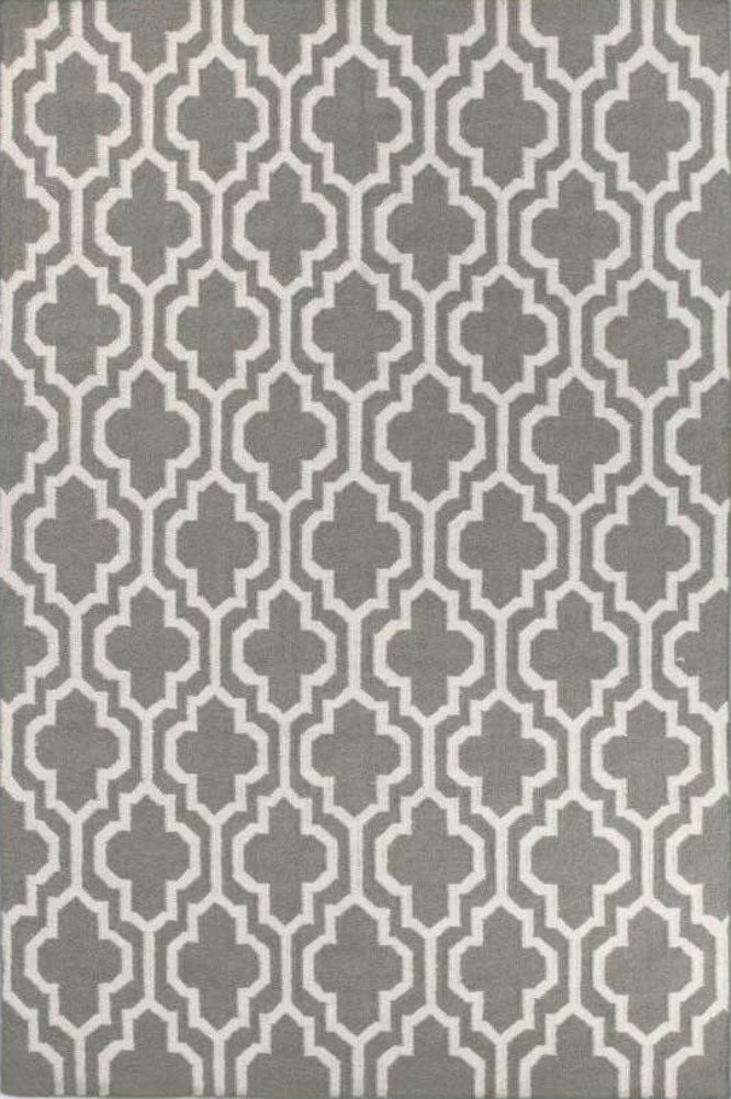 GREY IVORY MOROCCAN HAND WOVEN DHURRIE