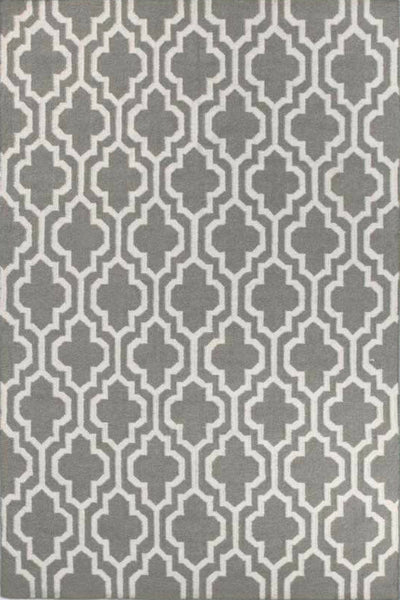 GREY IVORY MOROCCAN HAND WOVEN DHURRIE
