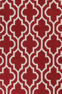 RED AND IVORY MOROCCAN HAND WOVEN DHURRIE by Imperial Knots - Image 2