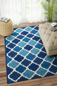 BLUE AND IVORY MOROCCAN HAND WOVEN DHURRIE by Imperial Knots - Image 2