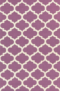 PURPLE AND IVORY MOROCCAN HAND WOVEN DHURRIE by Imperial Knots - Image 1