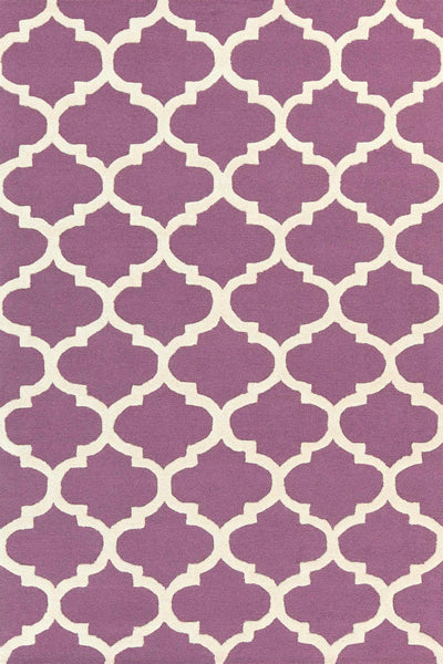 PURPLE AND IVORY MOROCCAN HAND WOVEN DHURRIE