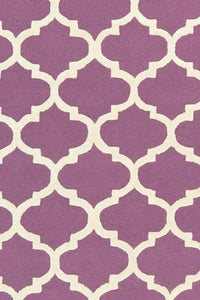 PURPLE AND IVORY MOROCCAN HAND WOVEN DHURRIE by Imperial Knots - Image 2