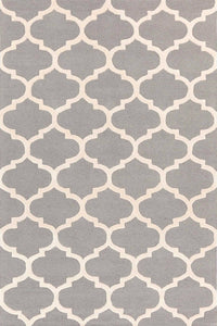 GREY AND IVORY MOROCCAN HAND WOVEN DHURRIE by Imperial Knots - Image 1