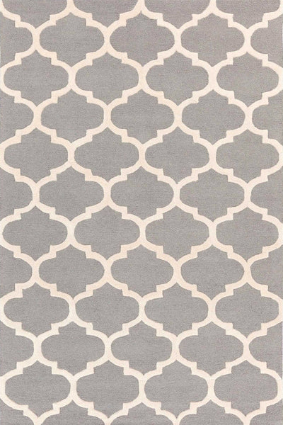 GREY AND IVORY MOROCCAN HAND WOVEN DHURRIE