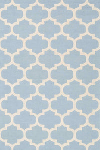 BLUE AND IVORY MOROCCAN HAND WOVEN DHURRIE by Imperial Knots - Image 1