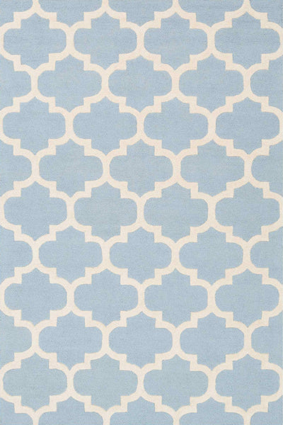 BLUE AND IVORY MOROCCAN HAND WOVEN DHURRIE