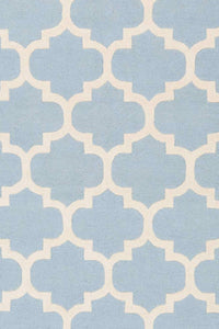 BLUE AND IVORY MOROCCAN HAND WOVEN DHURRIE by Imperial Knots - Image 2