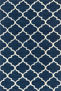 BLUE AND IVORY MOROCCAN HAND WOVEN DHURRIE by Imperial Knots - Image 1