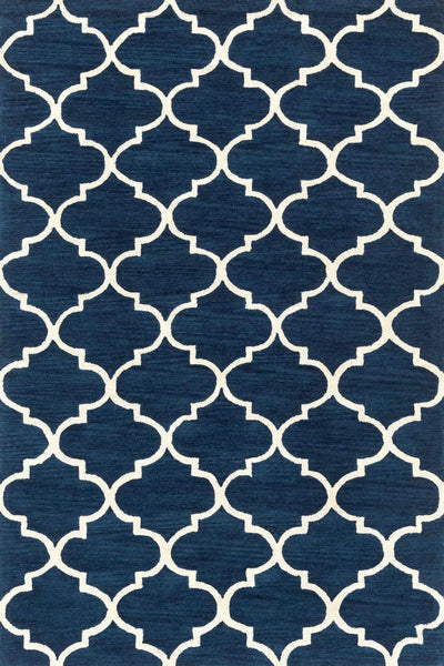 BLUE AND IVORY MOROCCAN HAND WOVEN DHURRIE