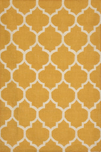 YELLOW AND IVORY MOROCCAN HAND WOVEN DHURRIE by Imperial Knots - Image 1