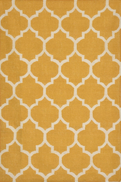 YELLOW AND IVORY MOROCCAN HAND WOVEN DHURRIE