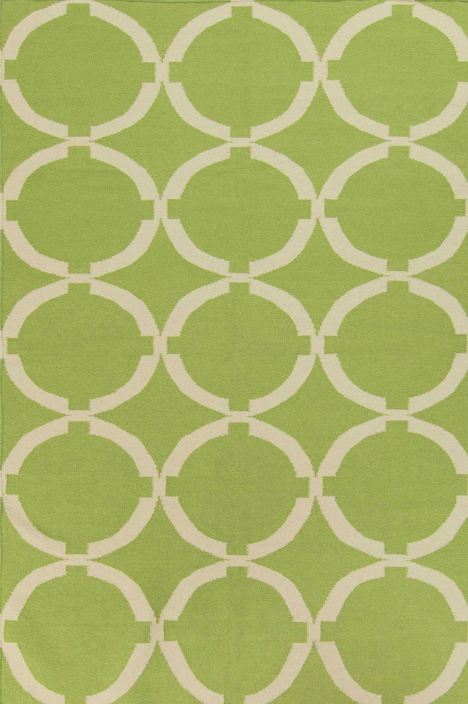 GREEN IVORY LINKS HAND WOVEN DHURRIE