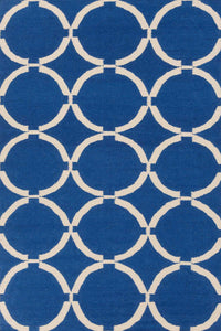 BLUE AND IVORY LINKS HAND WOVEN DHURRIE by Imperial Knots - Image 1