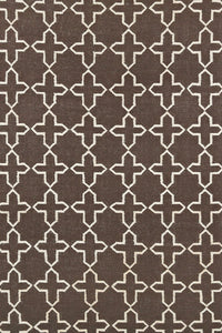 Brown trellis hand woven dhurrie wool hand-woven rug for bedroom