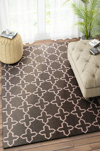 BROWN TRELLIS HAND WOVEN DHURRIE by Imperial Knots - Image 2
