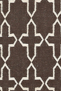 BROWN TRELLIS HAND WOVEN DHURRIE by Imperial Knots - Image 3