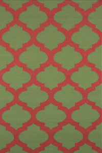 GREEN AND RED MOROCCAN HAND WOVEN DHURRIE by Imperial Knots - Image 1