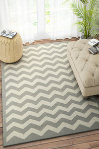GREY CHEVRON HAND WOVEN DHURRIE by Imperial Knots - Image 2