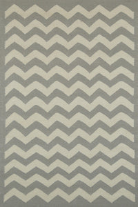 Grey chevron hand woven dhurrie wool hand-woven rug for living room