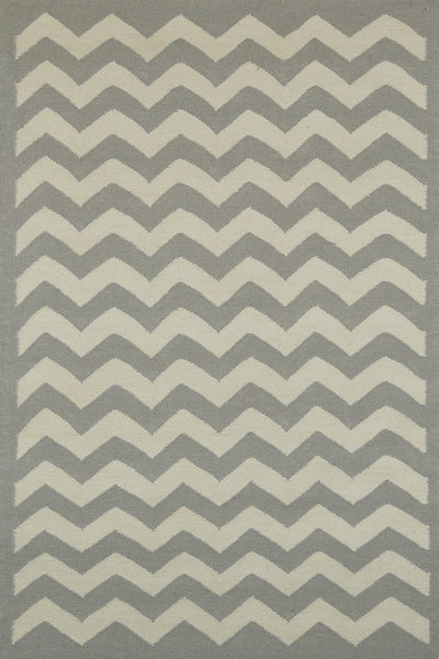 GREY CHEVRON HAND WOVEN DHURRIE