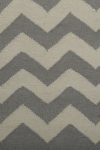 GREY CHEVRON HAND WOVEN DHURRIE by Imperial Knots - Image 3