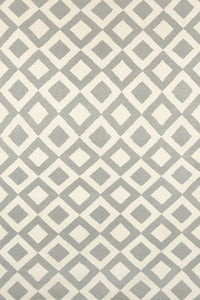 IVORY GREY DIAMOND HAND WOVEN DHURRIE by Imperial Knots - Image 1