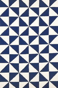 BLUE AND IVORY DIAMOND HAND WOVEN DHURRIE by Imperial Knots - Image 1