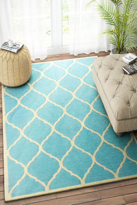 BLUE IVORY MOROCCAN HAND WOVEN DHURRIE by Imperial Knots - Image 2