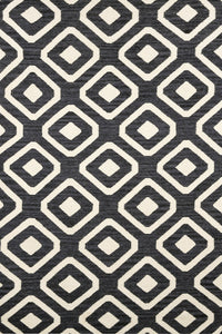 BLACK AND IVORY DIAMOND HAND WOVEN DHURRIE by Imperial Knots - Image 1