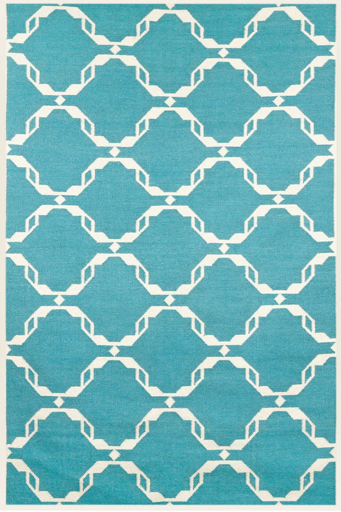 BLUE MOROCCAN HAND WOVEN DHURRIE